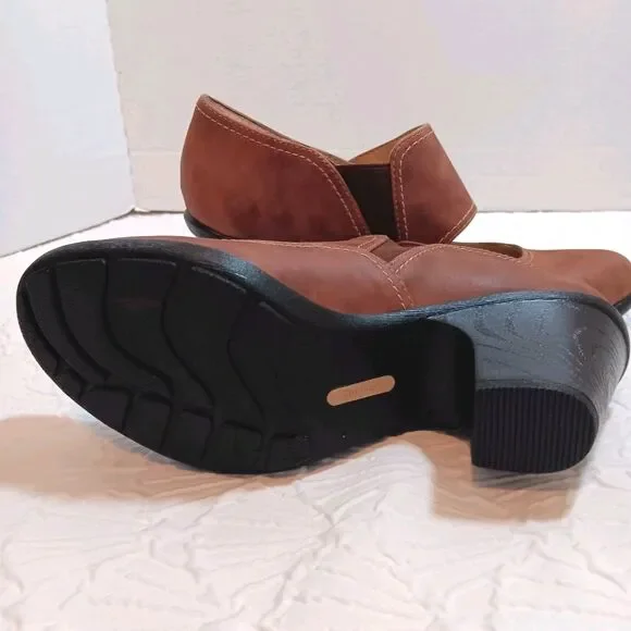 Softspots Brown Leather Mary Jane Block Heels Size 9 Slip On - Picture 8 of 10